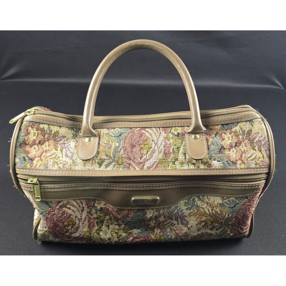 Jaguar Floral Tapestry Satchel Bag JCPenney Multi Color Rose Vintage Travel Tote